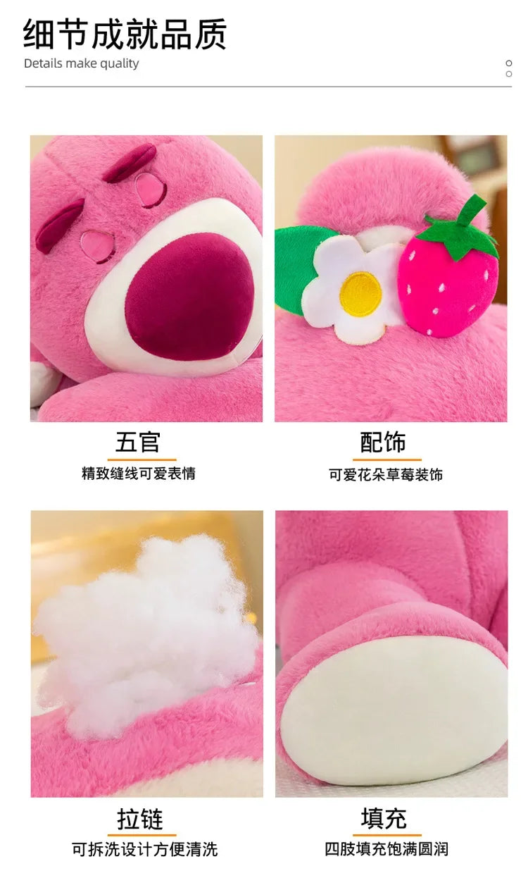 90cm Anime Toy Story Lots-o-Huggin Bear Plush Toy Kawaii Lying Sleeping Lotso Bear Plush Soft Stuffed Doll Pillow Birthday Gift