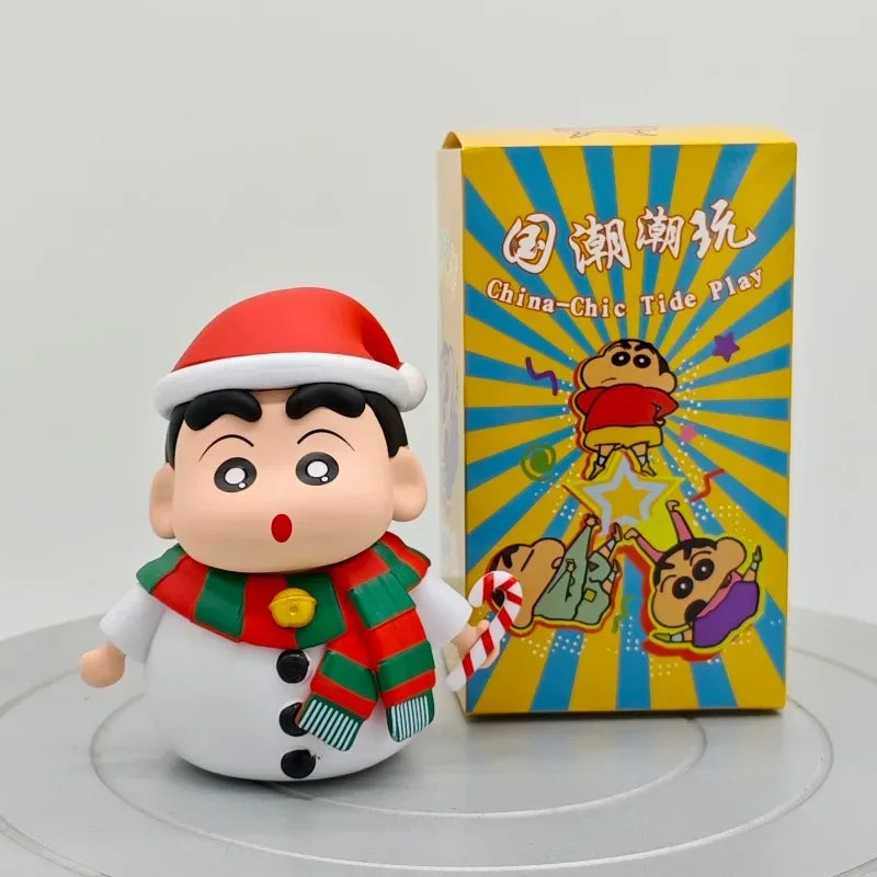 Christmas Anime Crayon Shin chan Figurine Santa Claus Spy Family Anya Action Figures Dolls Model Toys PVC Collectible Ornament