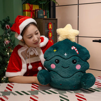 Big Festive Christmas Plush Pillow Cushion Adorable Snowman Gingerbread & Christmas Tree Design Soft Stuffed Plushies Home Decor