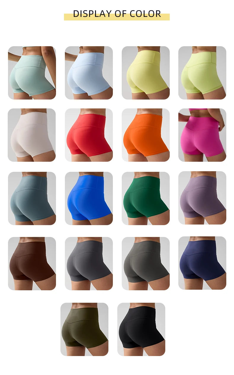 Solid Color Women’s High-Waisted Fitness Yoga Shorts – Quick Dry Breathable for Running & Cycling