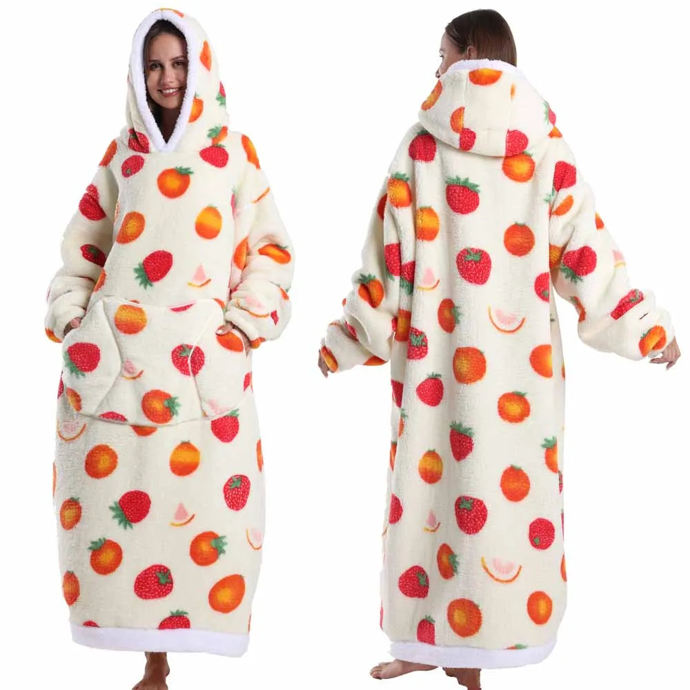 Man Pajamas Winter Long Men Bathrobe with Hood Luxury Fluffy Woman Dressing Gown Warm Halloween Pijamas Home Wear Towel Robe