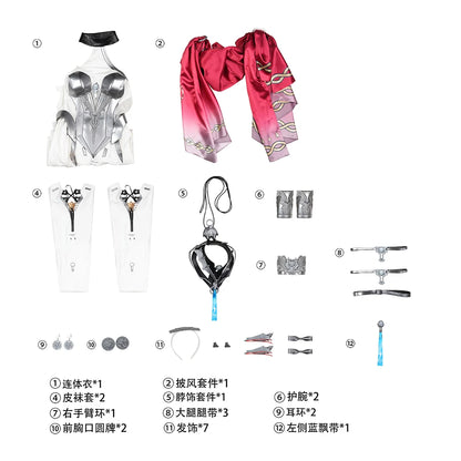 Wuthering Waves Lupa Cosplay Costume Wig Bodysuit Cloak Earrings Tail Headwear Leggings Halloween Party for Women Girls iCoser