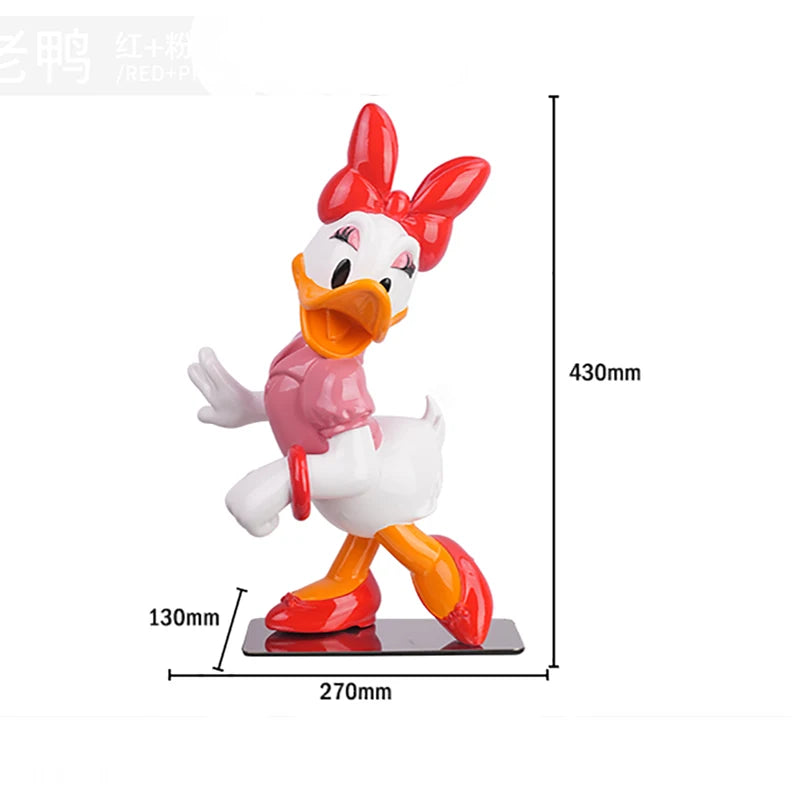 Disney Anime Figuras Donald Duck Daisy Statue Cartoon Cute Resin Model Crafts Desktop Decor Disney Toys for Kids Sculpture Gift