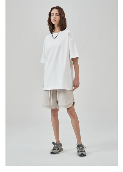 ZODF New 2025 Heavy Weight Summer Solid T Shirts For Men Unisex High Street Oversized 385gsm Cotton T-Shirt Streetwears HY0497