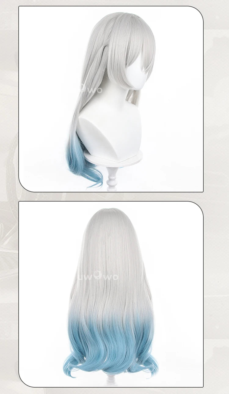 UWOWO Honkai Star Rail Firefly Cosplay Wig Long hair Grey Blue 60CM Hair Wig
