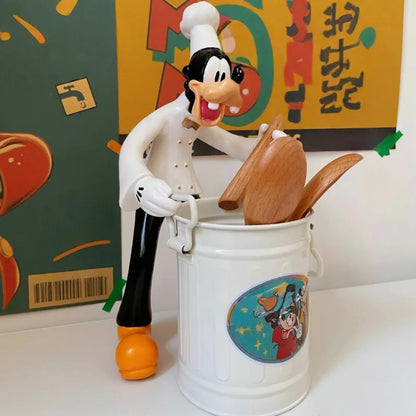 Disney Anime Figures Mickey Goofy Statue Pen Container Makeup Brush Holder Storage Bin Cute Desktop Decor Student Ornaments Gift
