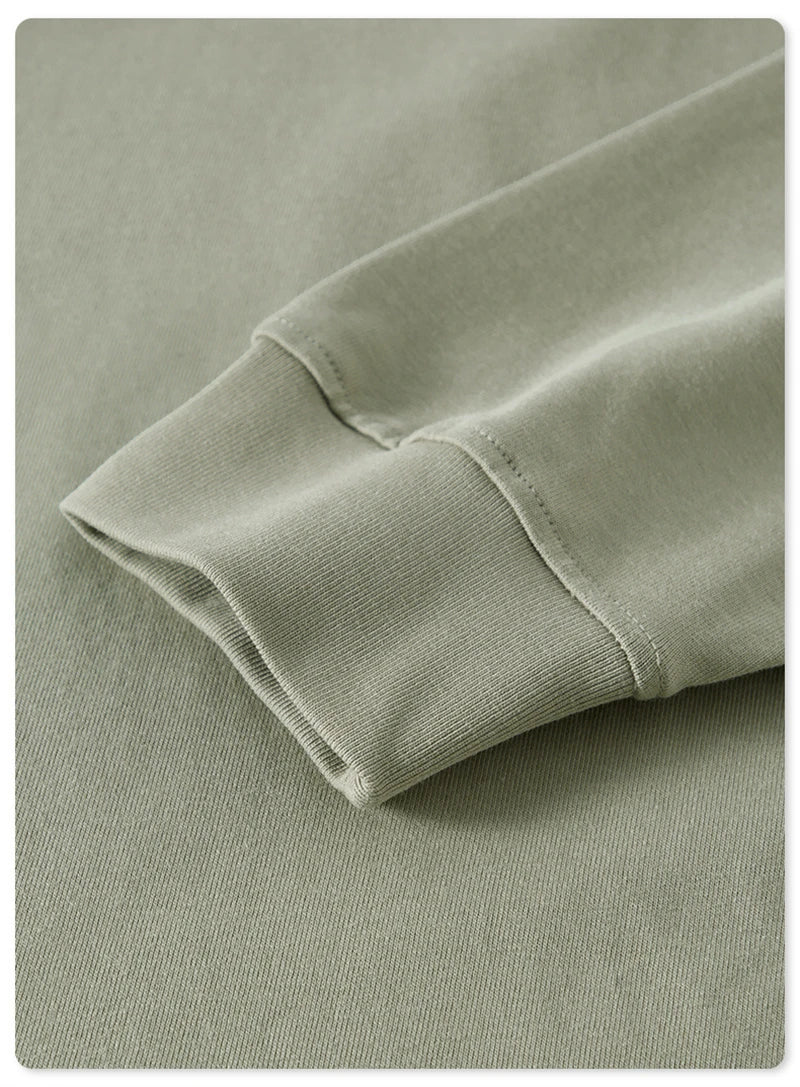 ZODF NEW Autumn Men's Solid Full Sleeve T Shirts Unisex Loose Oversized Casual 305GSM Cotton Basic T-Shirt Brand TEE HY0209