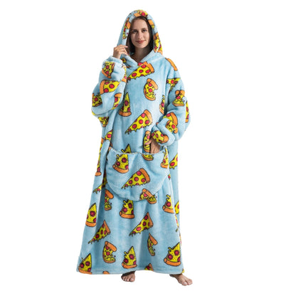 Winter Plush Blankets Wearable Soft Warm Oversized Blanket Hoodie Long Cute Men Women Sherpa Fleece Adult Blanket with Sleeves