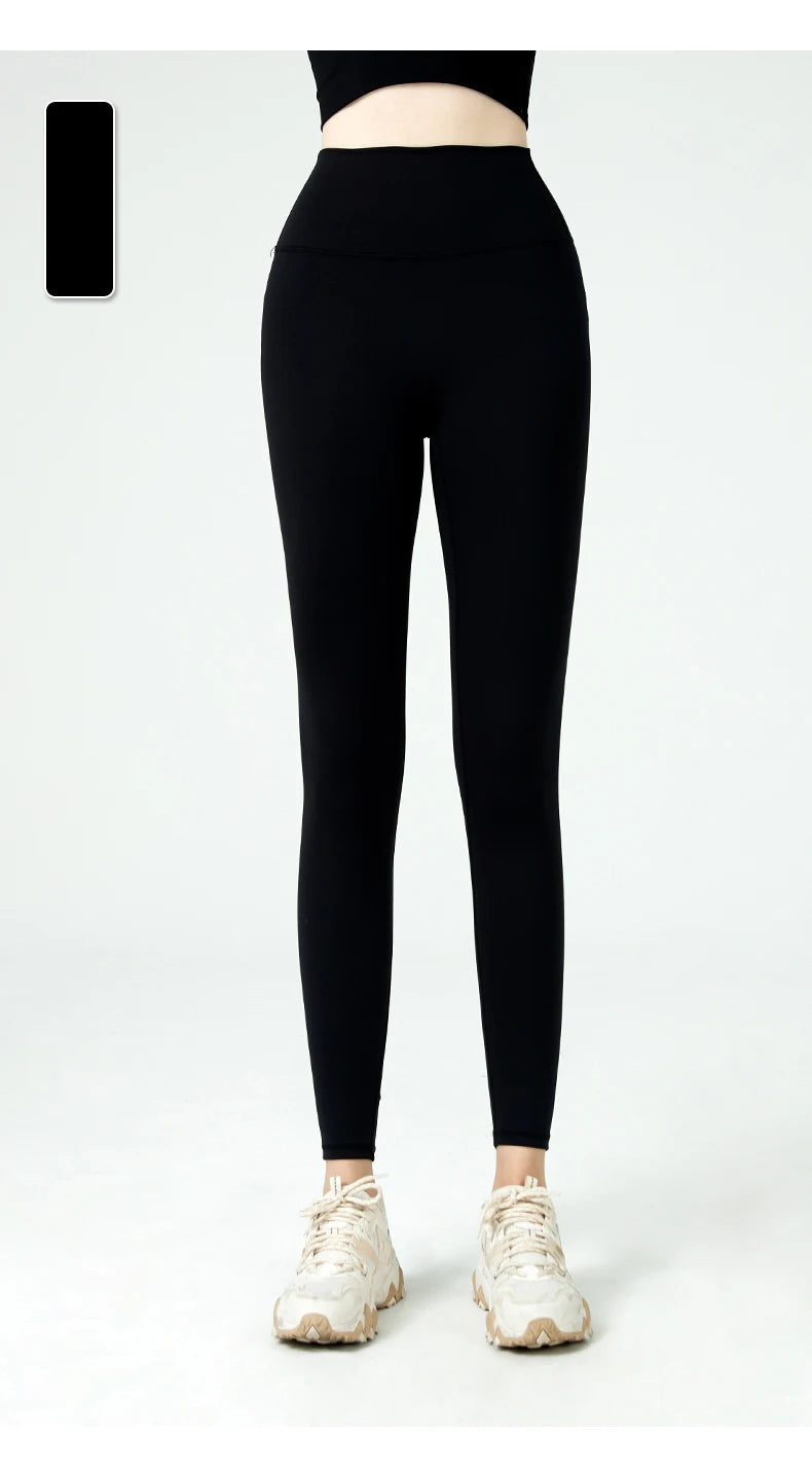 Naked Feel Yoga Leggings with Buttock Lifting and Hidden Waist Pockets – Women’s Gym Fitness Sportswear Tight