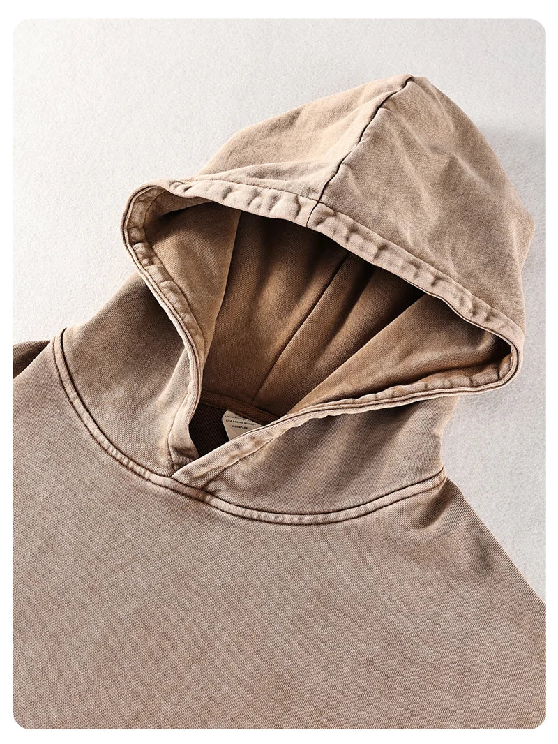 ZODF Autumn Winter Men 420gsm Heavyweight Washed Cotton Hoodie Streetwear Sweatshirt HY0307