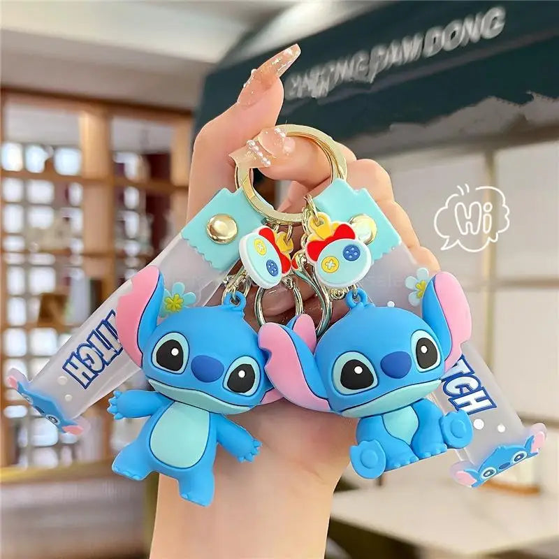 New Anime Disney Keychain Mickey Mouse Minnie Lilo & Stitch Cartoon Keyring Key Chain Car Pendant Kids Toys Gift Wholesale