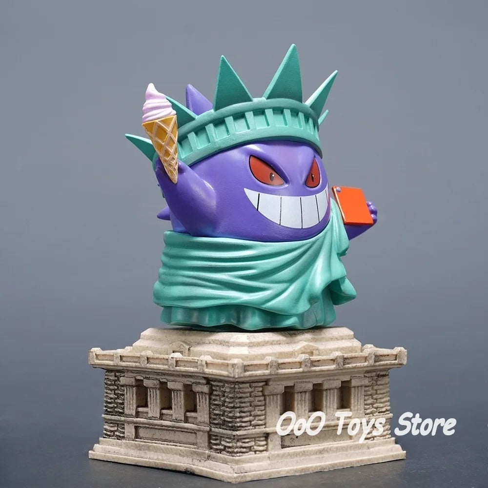 14cm Pokemon Gengar PVC Figure Anime Cosplay Statue of Liberty Model Collectible Toy Christmas Gift