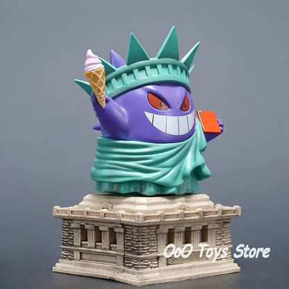 14cm Pokemon Gengar PVC Figure Anime Cosplay Statue of Liberty Model Collectible Toy Christmas Gift