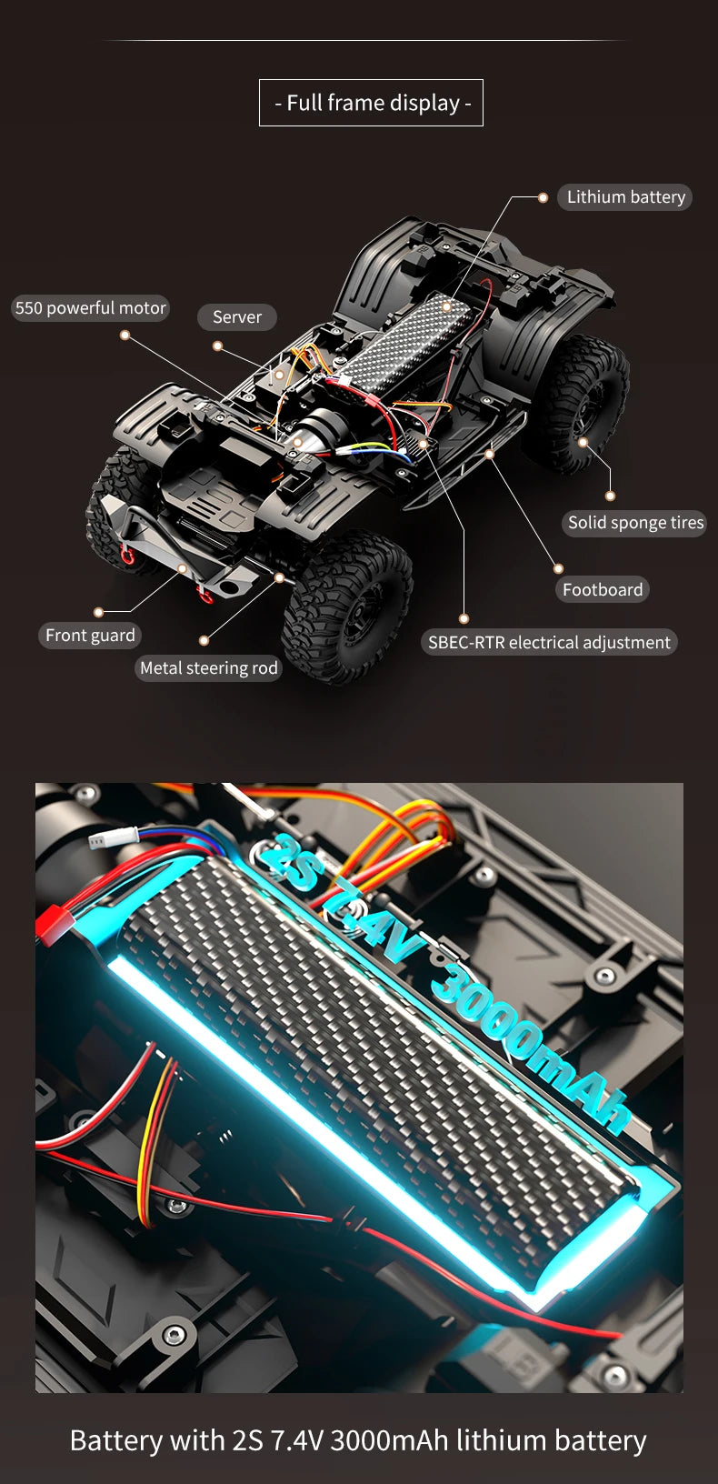 1/10 RC Car HB RTR R1011 Remote Control Vehicle 2.4G Full Proportional Rock Crawler LED Light 4WD Off-Road Climbing Truck Toys
