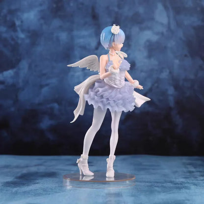 23cm Re:Zero Rem Angel Version Cute Bishoujo PVC Figure Wings Special Effects Anime Statue Desktop Decor Fan Collectible Gift