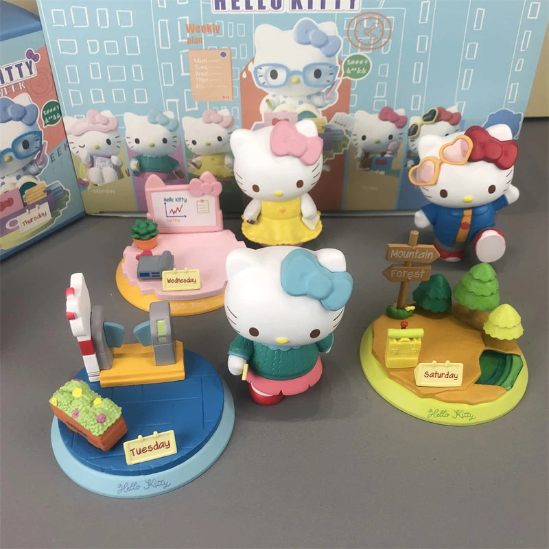 HelloKitty cartoon figurine Sunday worker cake food doll blind box Kt Cat desktop decoration room decoration mystery box gift