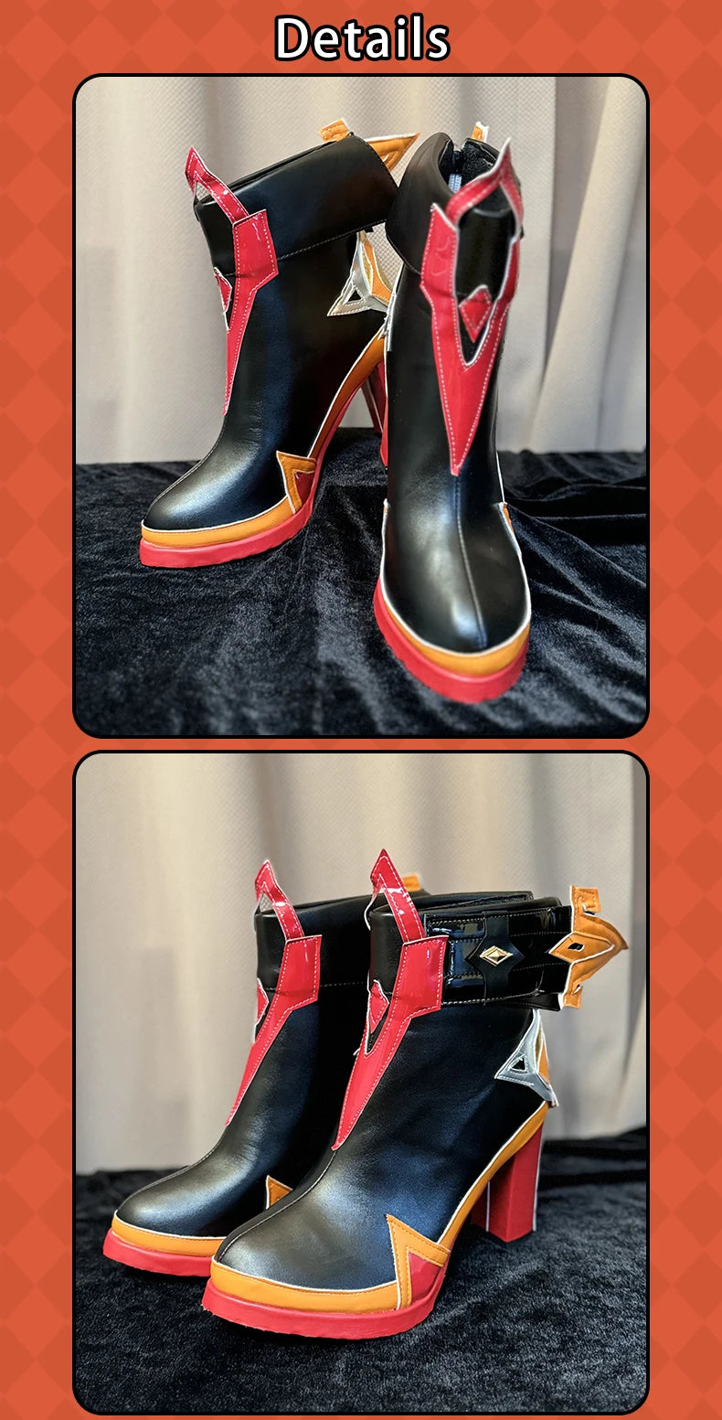 UWOWO Mavuika Shoes Game Genshin Impact Mavuika “Pyro Archon” Cosplay Shoes High Heel Size 35-45