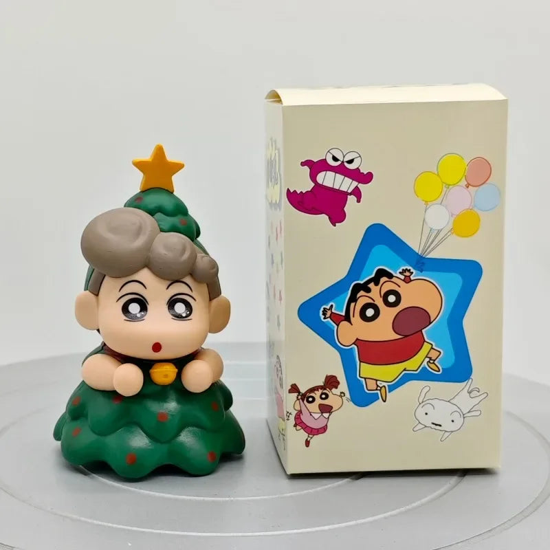 Christmas Anime Crayon Shin chan Figurine Santa Claus Spy Family Anya Action Figures Dolls Model Toys PVC Collectible Ornament