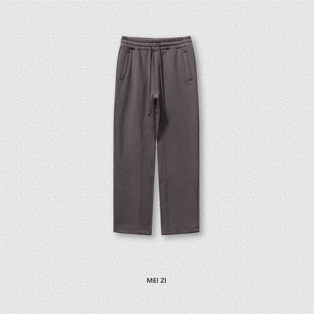 ZODF 345gsm Fleece Straight Pants for Men Unisex Loose Comfortable Sport Trousers Autumn Winter HY0864 - Plum Purple