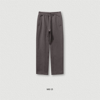 ZODF 345gsm Fleece Straight Pants for Men Unisex Loose Comfortable Sport Trousers Autumn Winter HY0864 - Plum Purple