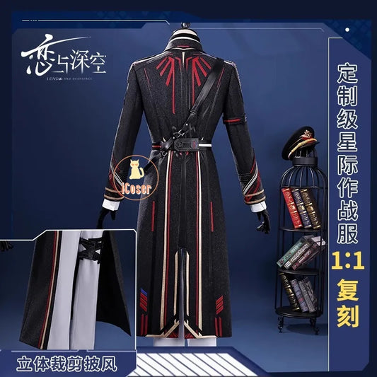 iCoser Caleb Cosplay Costume Wig Farspace Colonel Love and Deepspace Uniform Cap Halloween Party for Women Men Carnival Props