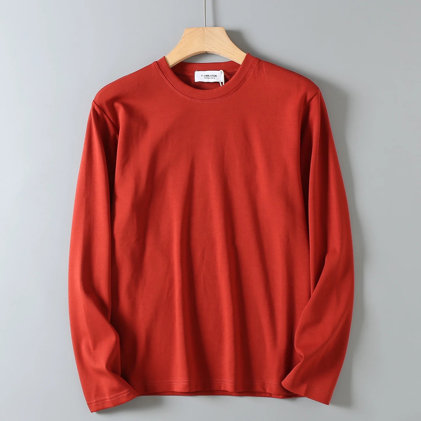 2025 Autumn New American Retro Long Sleeve O-neck Solid Color T-shirt Men's Fashion Simple 95% Cotton Washed Casual Sport Tops