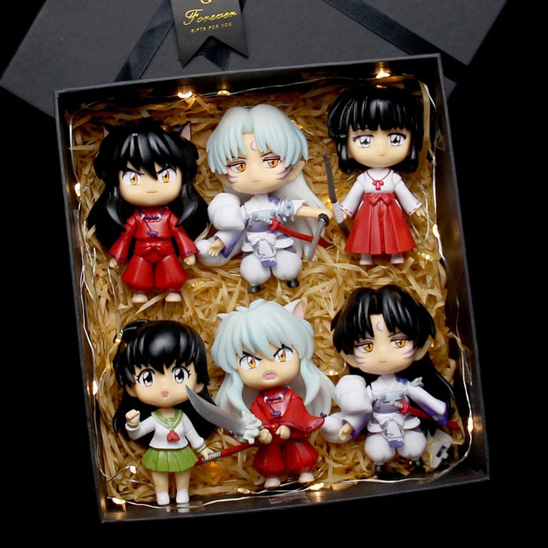 New Inuyasha Anime Figure Higurashi Kagome Miroku Sesshoumaru Action Figure Q Version Toys Pvc Model Doll  Gifts for Kids
