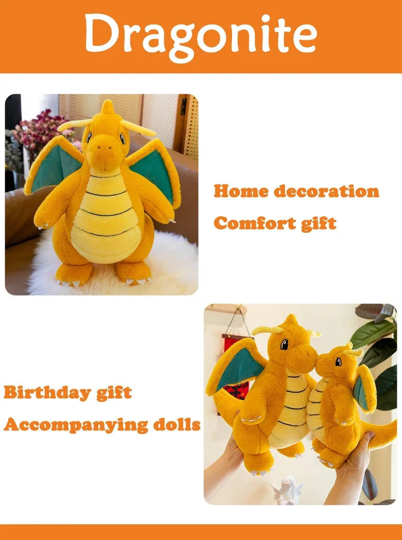 Pokemon Dragonite Plush Toy  Large Size Rabbit Plush 45/60/80cm Pokémon Plushie Animal Soft Stuffed Kawaii Toy Gift for Children