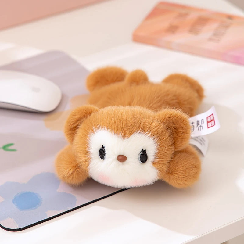 20cm Kawaii Furry Friend Stuffed Animal Dog Soft Toy Lying Puppy Panda Monkey Plushies Cute Wrist Support Plush Doll