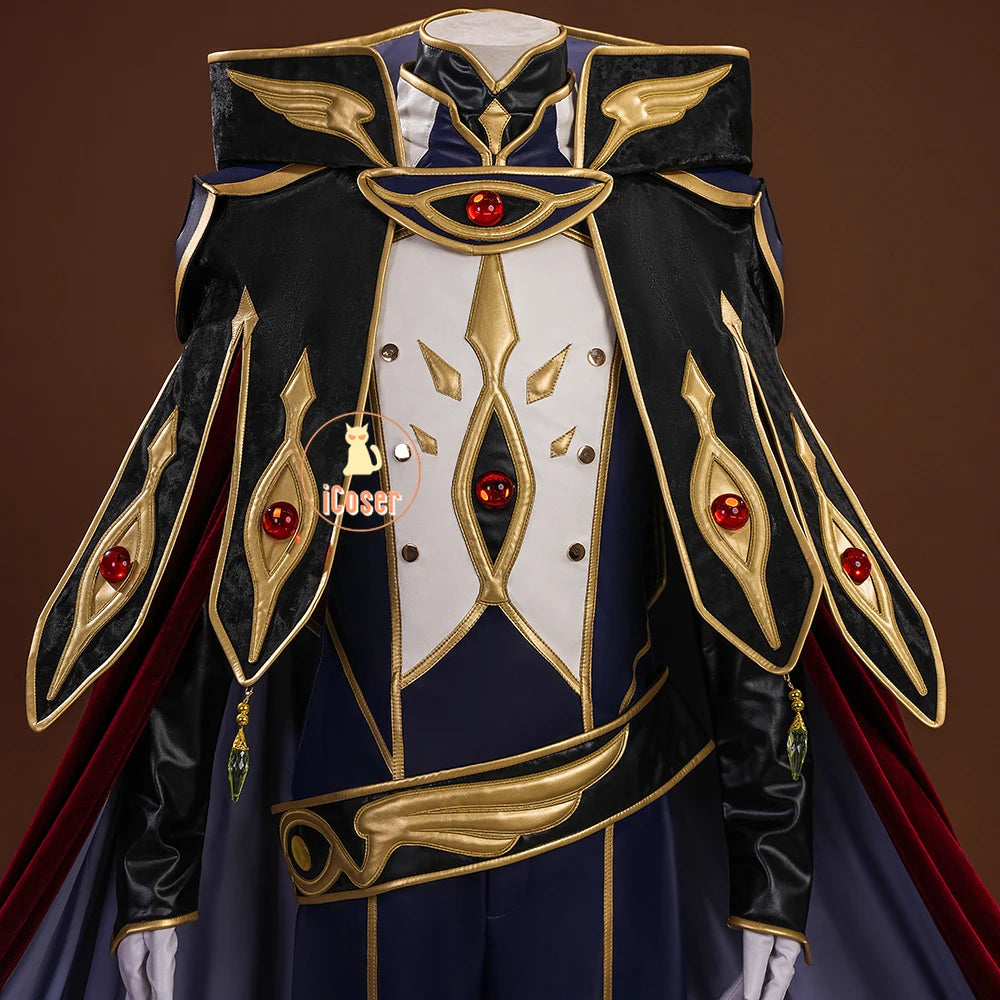 Anime Code Geass Suzaku Kururugi Cosplay Costume Wig Knight of Zero Uniform Long Cloak Halloween Party Women Men Props iCoser