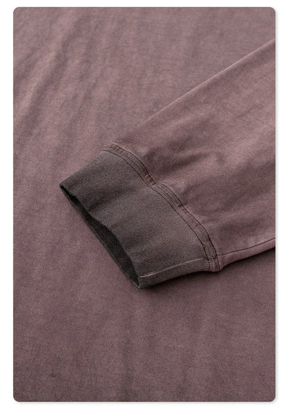 ZODF 2024 Autumn Men's Washed Cotton T-Shirt Unisex Oversized Distressed 250gsm Long Sleeve O Neck T Shirts Tees HY0921