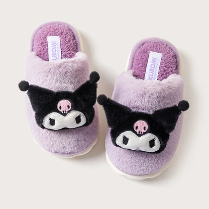 Cartoon Cute Kt Cat Melody Kuromi Cinnamoroll Autumn Winter Thick Bottom Anti Slip Slippers Home Indoor Shoes Exquisite Gifts