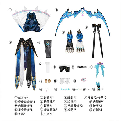 Honkai Star Rail Cerydra Cosplay Costume Wig Dress Uniform Crown Wings Headwear Halloween Party for Women Girls Carnival iCoser