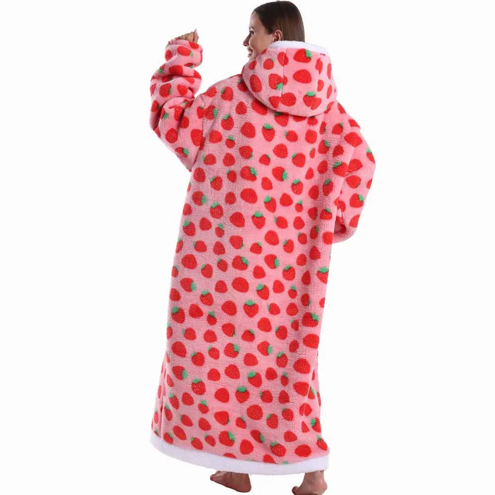 Man Pajamas Winter Long Men Bathrobe with Hood Luxury Fluffy Woman Dressing Gown Warm NIghtie Pijamas Animal Cartoon Towel Robe
