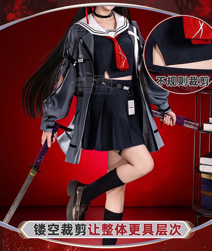 Wuthering Waves Chisa Cosplay Costume Wig Jacket Uniform Headwear Rings Sticker Halloween Party for Women Girls Carnival Props