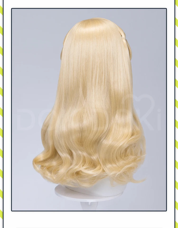 Glinda Elphaba Cosplay Wig Anime Wicked DokiDoki Front Lace Wig Golden Long 60cm Hair Glinda Cosplay Elphaba Hat Free Cap