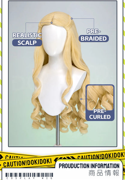 Women Princess Wig Anime DokiDoki Women Long 80cm Golden Curls Hair Christmas Princess Cosplay High Heat Resistant Free Cap Wig