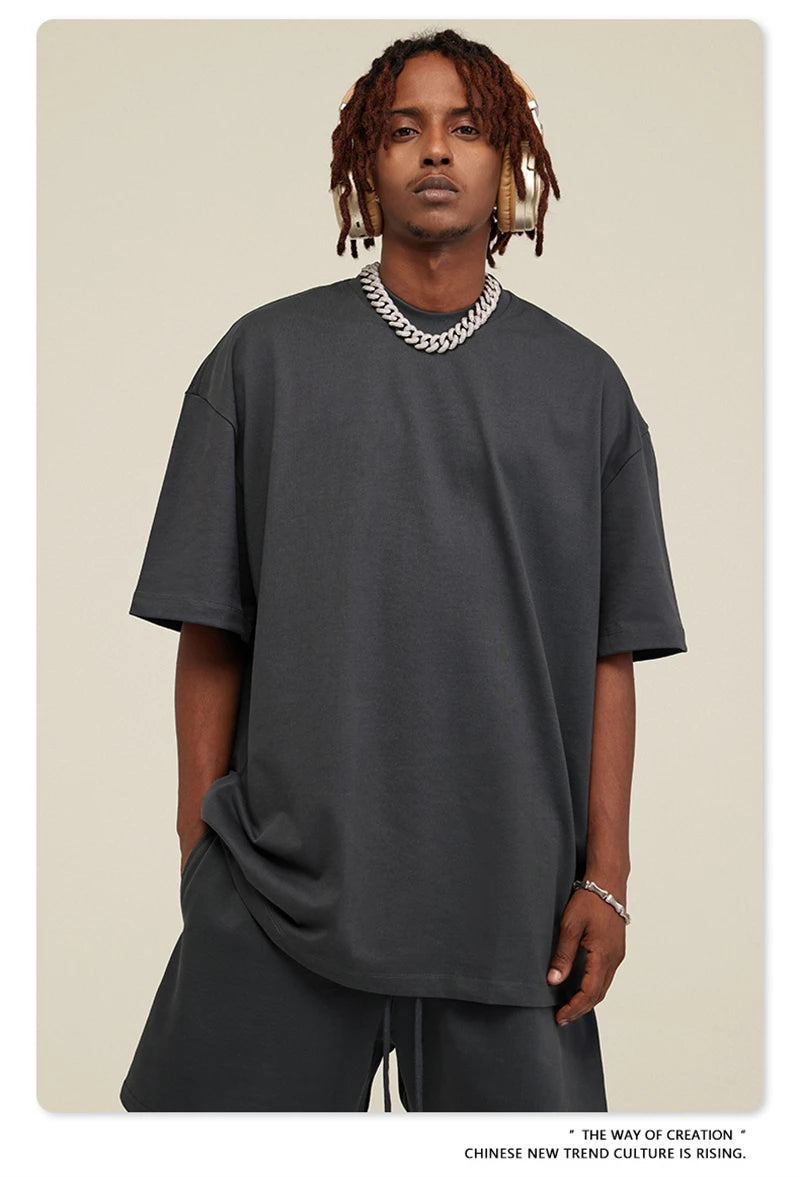 ZODF New 2025 Heavy Weight 305gsm Solid Cotton T Shirts For Men Unisex Summer Oversized Noshrink Basic T-Shirt Brand Tops HY0475