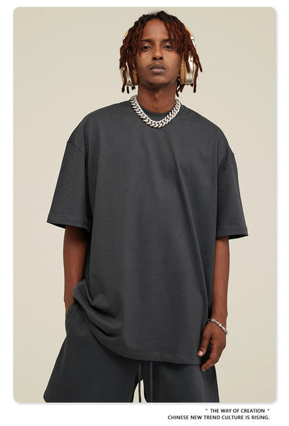 ZODF New 2025 Heavy Weight 305gsm Solid Cotton T Shirts For Men Unisex Summer Oversized Noshrink Basic T-Shirt Brand Tops HY0475