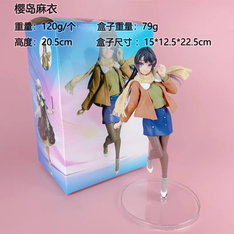 22cm Mai Sakurajima Does Not See The Bunny Girl's Ancestors Figure Winter Clothes Sakurajima Mai PVC Action Figure Model Toys