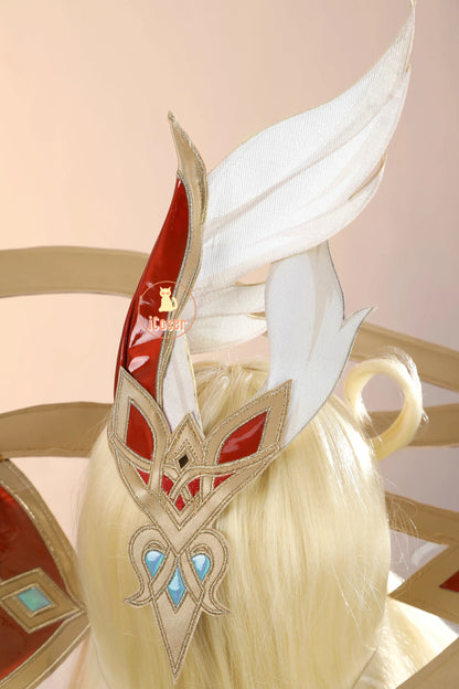 Genshin Impact Alice Cosplay Costume Wig Dress Uniform Headwear Carnival Halloween Party Women Girls Holiday Role Play Outfit