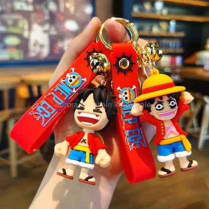 New Anime One Piece Dragon Ball Keychain Luffy Sauron Nami Chopper Silicone Cute Car Keyring Pendant Birthday Kids Toys Gifts