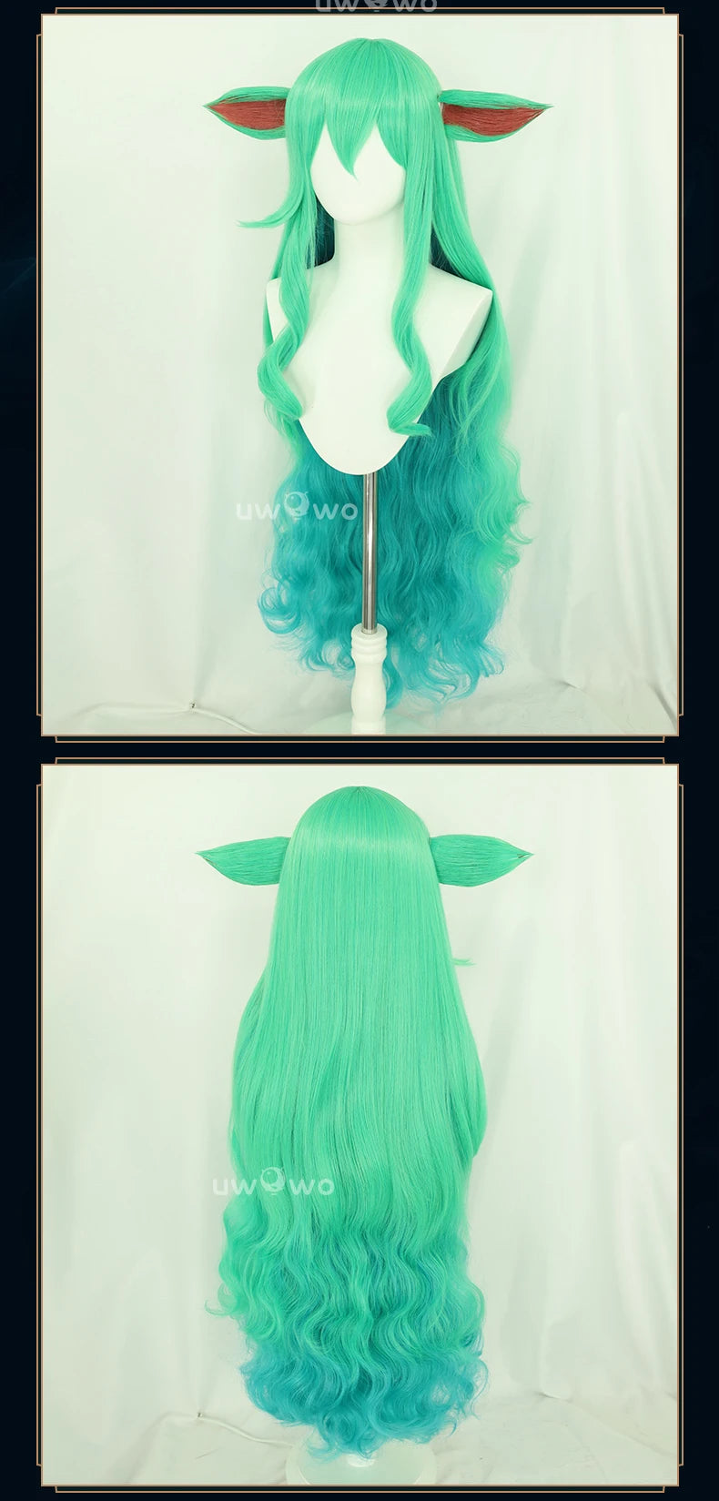 UWOWO Soraka Wig Game League of Legends/LOL: Star Guardian Soraka SG Cosplay Wig With Ear Long Hair Green 100CM Wig
