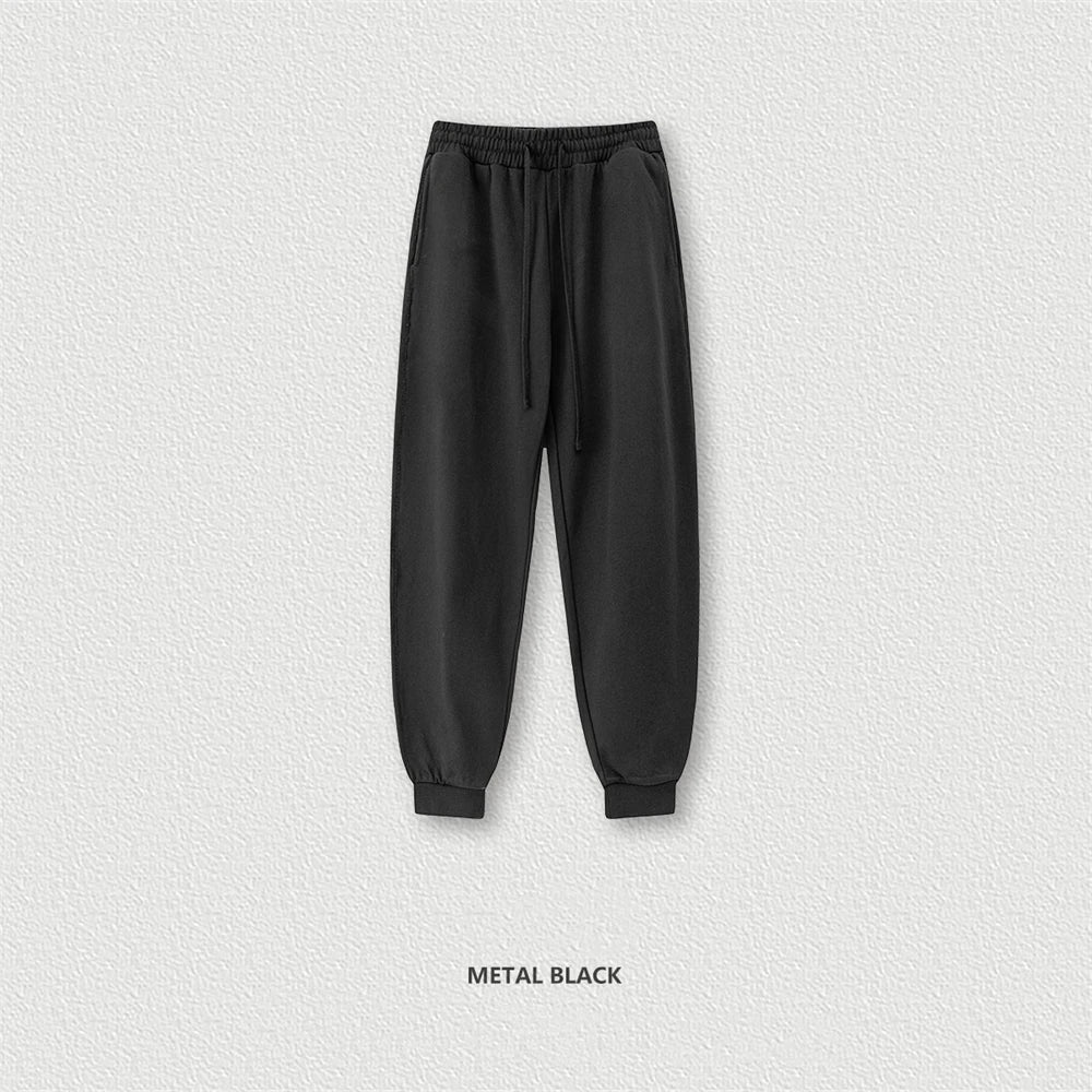 ZODF 2024 Autumn Winter Unisex Solid Sweatpants Heavyweight 440gsm Casual Loose Fit Sport Joggers HY0890 - black / S