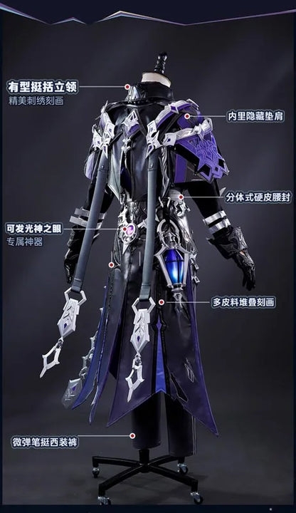 Genshin Impact Kyryll Chudomirovich Flins Cosplay Costume Wig Uniform Outfit Metal Accessory Halloween Party for Women Men Props