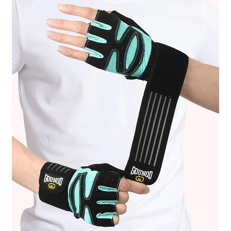 Gounod Weightlifting Gloves with Wristband Support – Breathable Anti-Slip Gym for Bodybuilding Powerlifting and Fitness