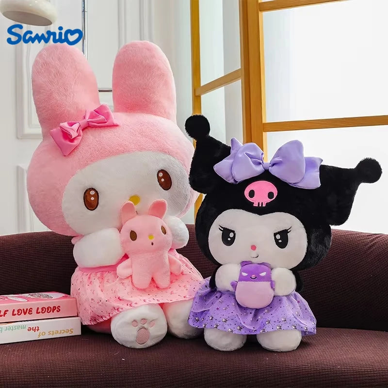 45/55/75CM Big Size Sanrio Hug A Bunny Kuromi My Melody Plushies Cartoon Anime Stuffed Children Toy Comfortable Soft Doll Gift