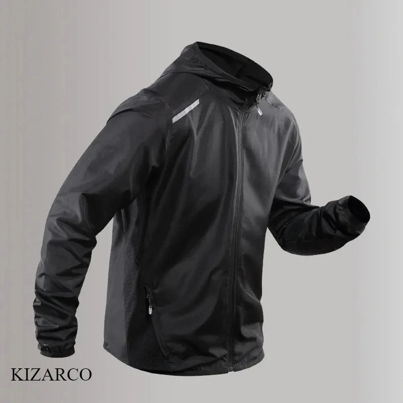 2025 Running Jacket Autumn Reflective Hooded Gradient Color Sportswear Breathable Men and Women Jogging Coat