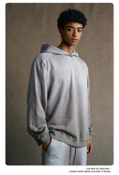 ZODF Retro Winter 370gsm Monkey Washed Hoodies For Man Unisex Oversized Off Shoulder 100% Cotton Hooded Coats Pullovers HY1136