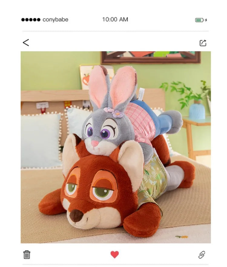 45/60/80cm Big Size Judy Hopps Nick Wilde Anime Plush Stuffed Doll Zootopia Kawaii Peluche Children's Kawaii Pillow Holiday Gift